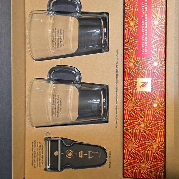 Nespresso Glass Mug Set with One Festive Collection Cinnamon & Candied Tamarind - Picture 1 of 6